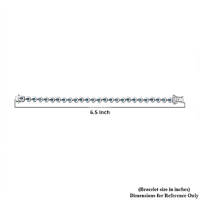 Luxuriant Lab Grown Blue Diamond (IR) 2.80 ctw Waves of Light Bracelet in Rhodium Over Sterling Silver (6.50 In)