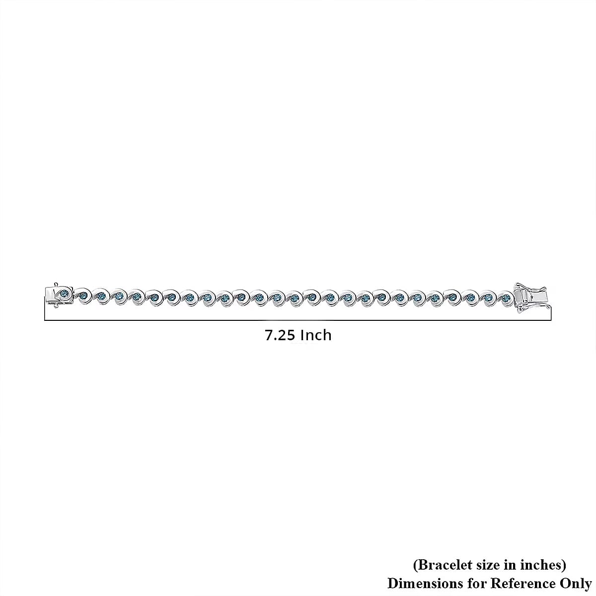 Luxuriant Lab Grown Blue Diamond (IR) 3.15 ctw Waves of Light Bracelet in Rhodium Over Sterling Silver (7.25 In) image number 6