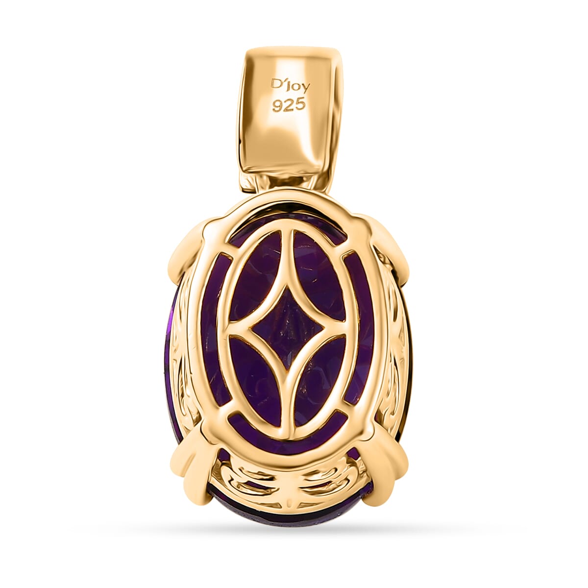 D'Joy AAA Brejinho Amethyst, Natural Champagne and White Diamond 9.40 ctw Art Deco Pendant without Chain in 18K Vermeil Yellow Gold Over Sterling Silver  image number 4