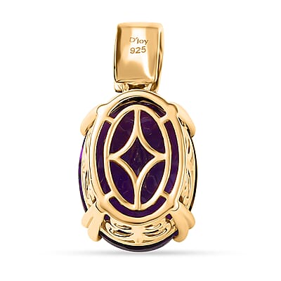 D'Joy AAA Brejinho Amethyst, Natural Champagne and White Diamond 9.40 ctw Art Deco Pendant without Chain in 18K Vermeil Yellow Gold Over Sterling Silver 