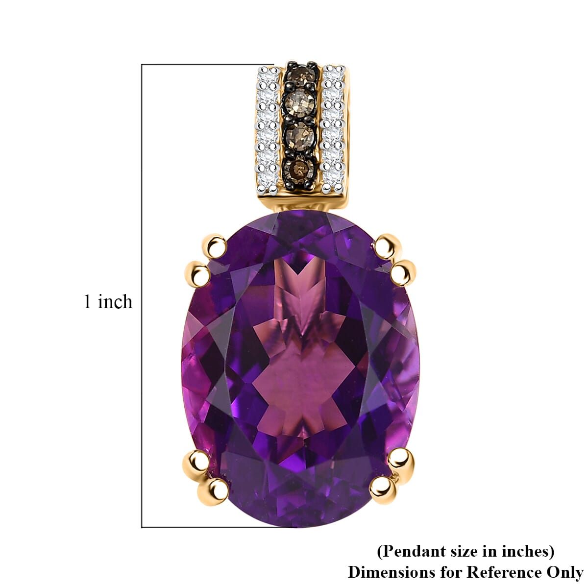 D'Joy AAA Brejinho Amethyst, Natural Champagne and White Diamond 9.40 ctw Art Deco Pendant without Chain in 18K Vermeil Yellow Gold Over Sterling Silver  image number 5