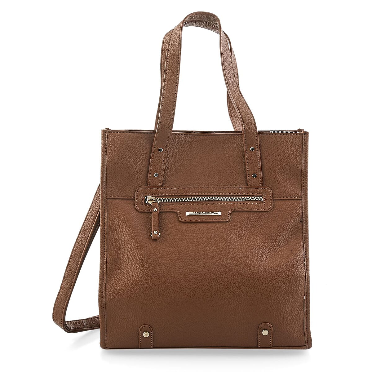 Alexis Bendel Brown Faux Leather Shoulder Bag with Top Handle image number 0