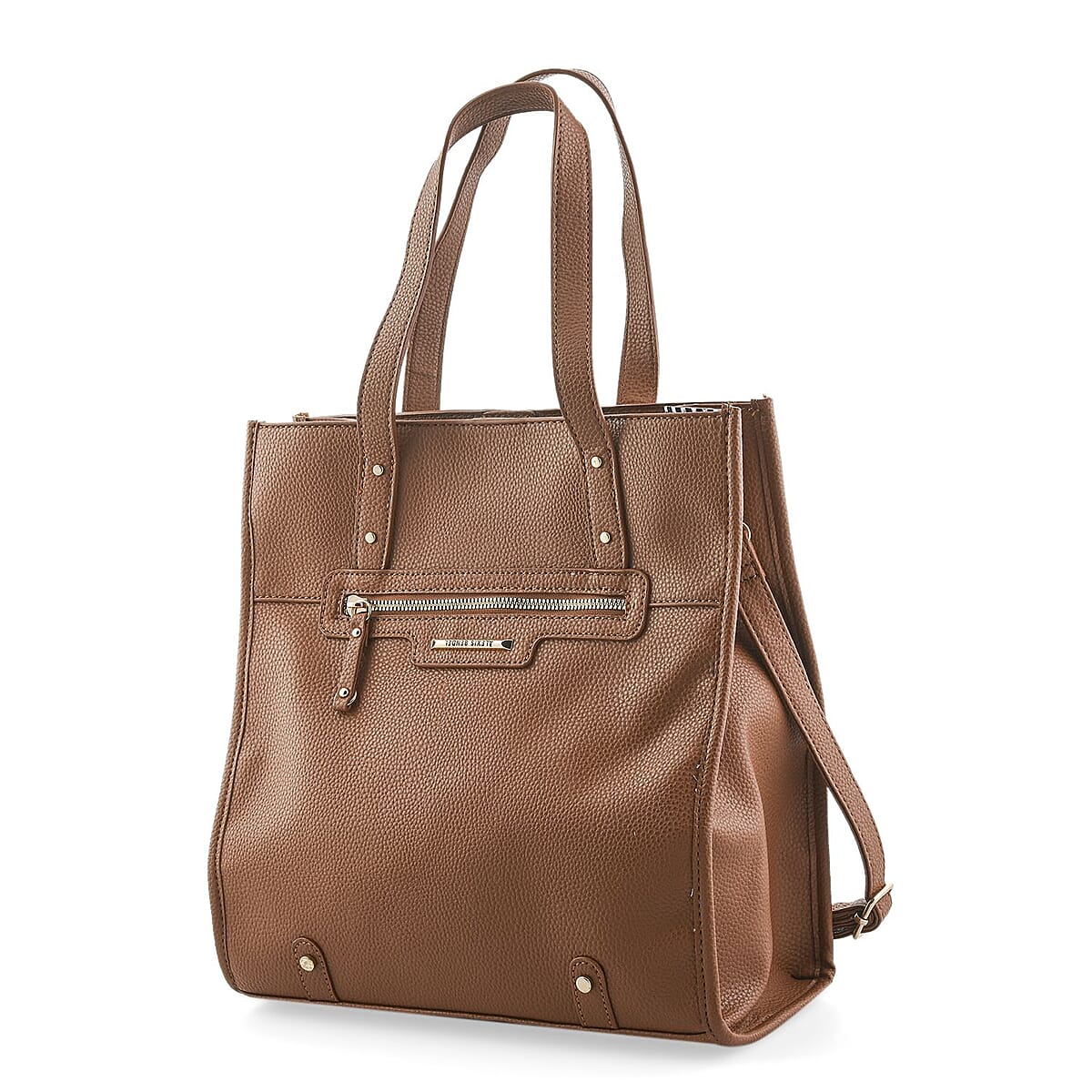 Alexis Bendel Brown Faux Leather Shoulder Bag with Top Handle image number 1