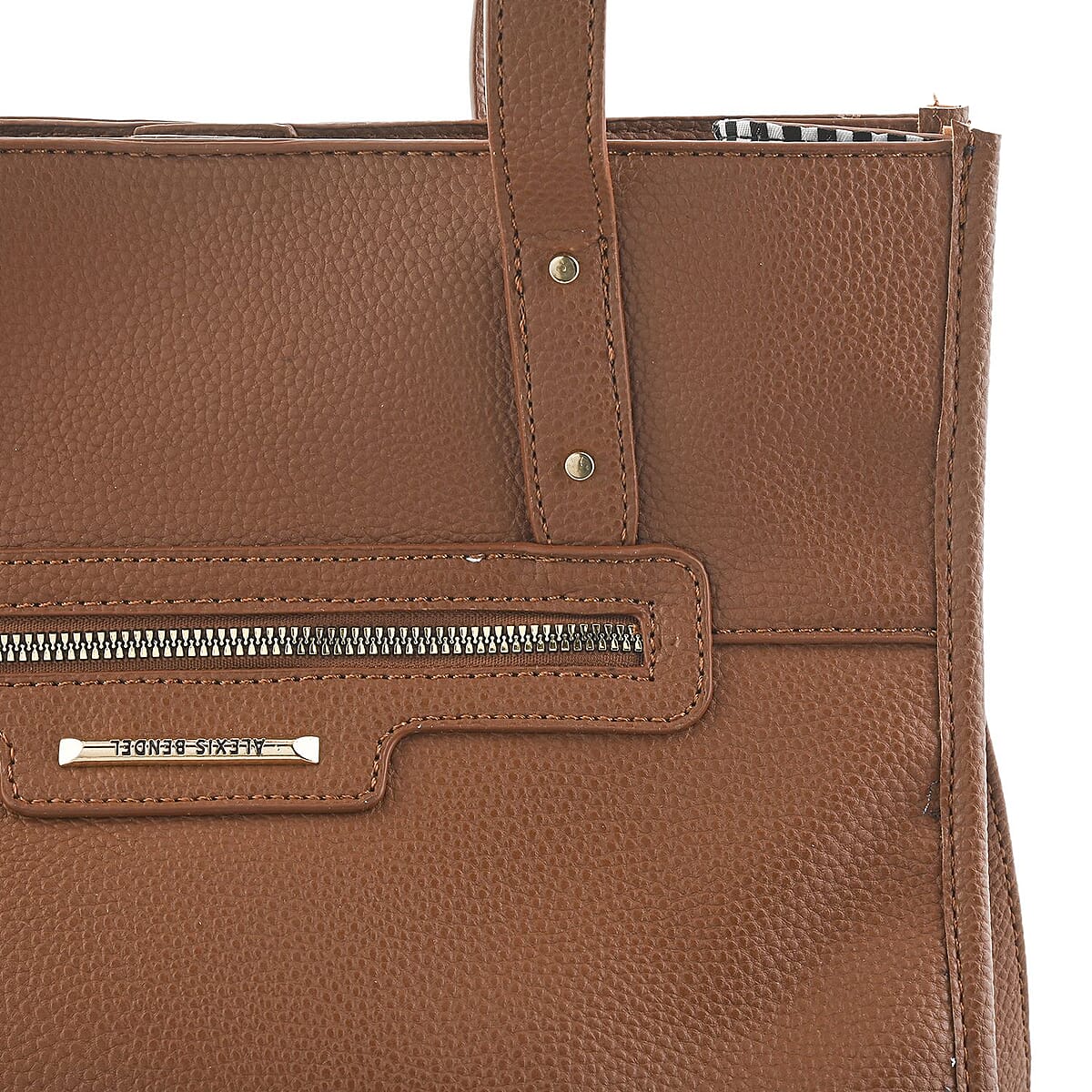 Alexis Bendel Brown Faux Leather Shoulder Bag with Top Handle image number 6