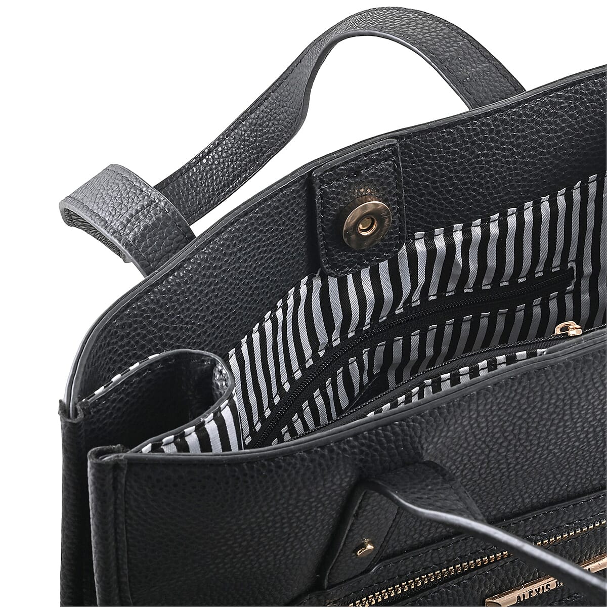 Alexis Bendel Black Faux Leather Shoulder Bag with Top Handle image number 4