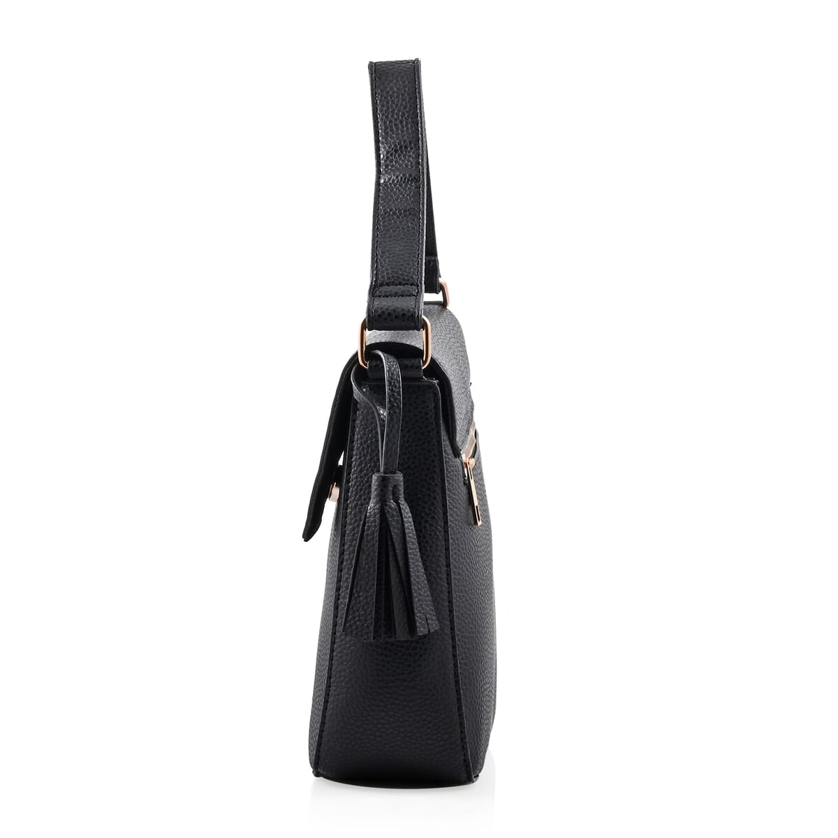 Alexis Bendel Black Faux Leather Asymmetric Flap Shoulder Bag image number 2