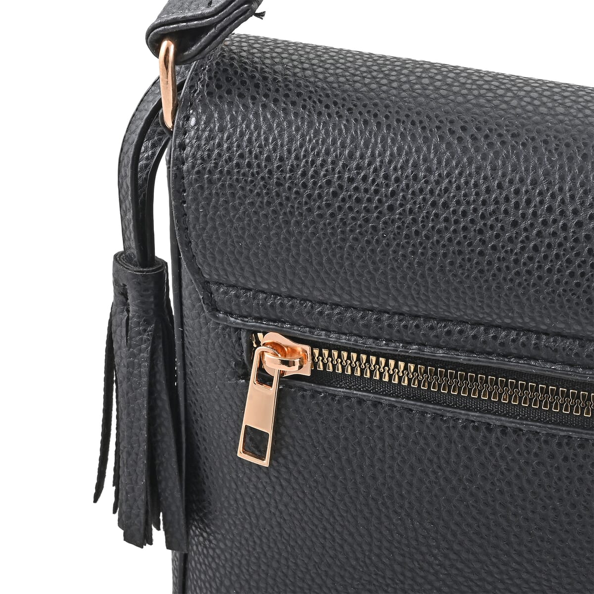 Alexis Bendel Black Faux Leather Asymmetric Flap Shoulder Bag image number 4