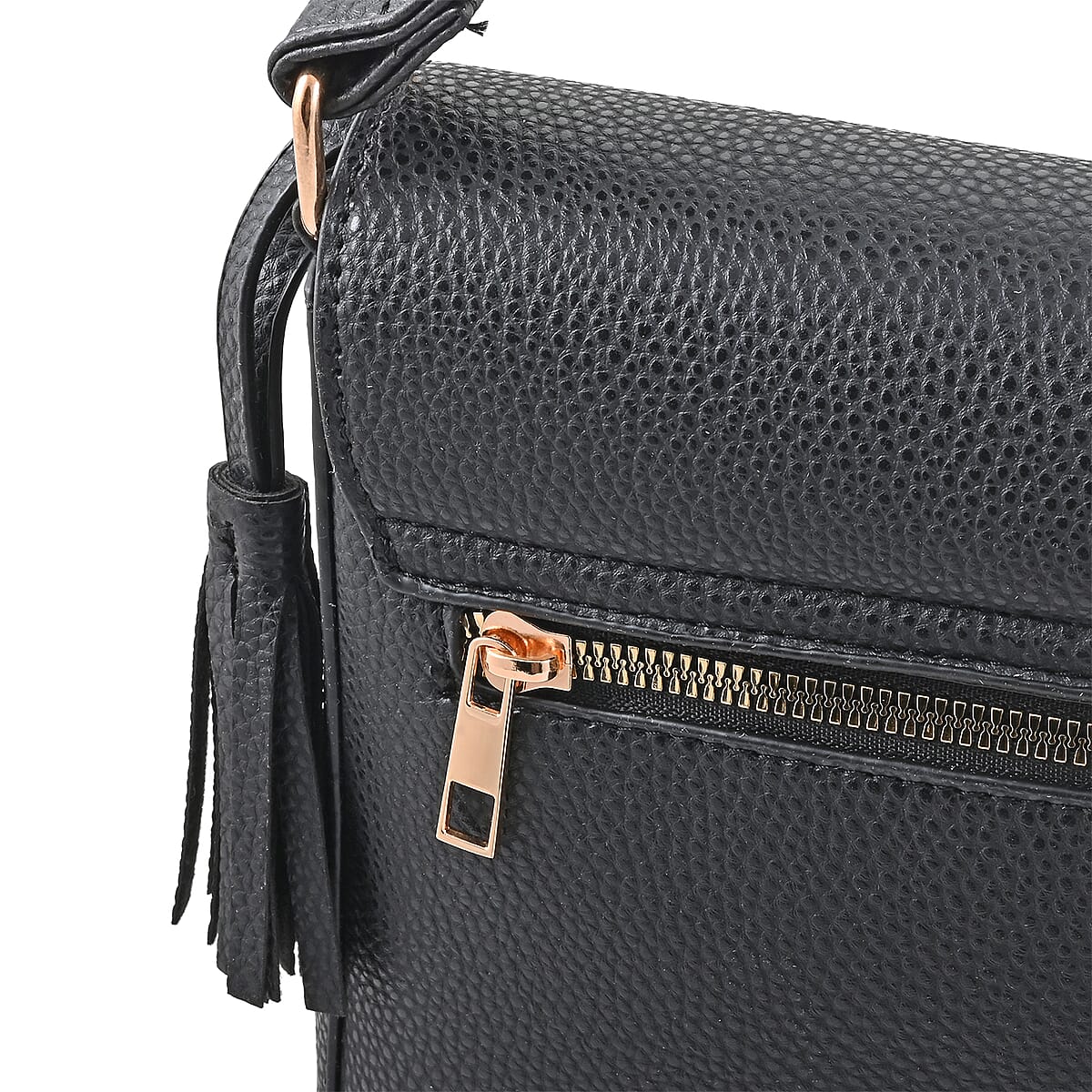 Alexis Bendel Black Faux Leather Asymmetric Flap Shoulder Bag image number 6