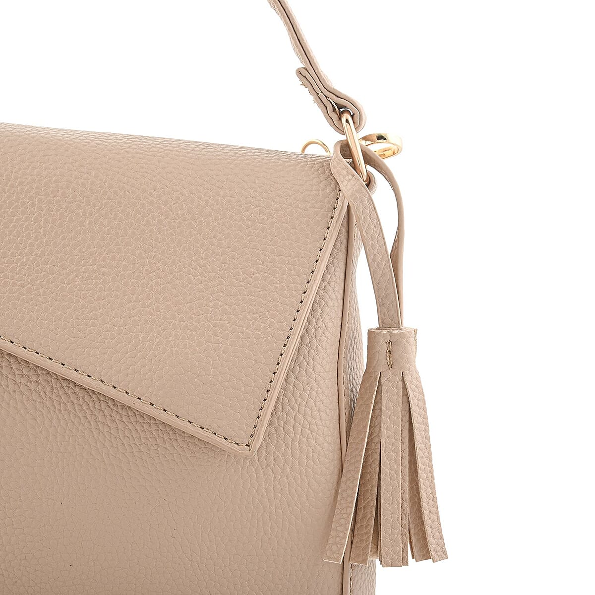 Alexis Bendel Tan Faux Leather Asymmetric Flap Shoulder Bag image number 6
