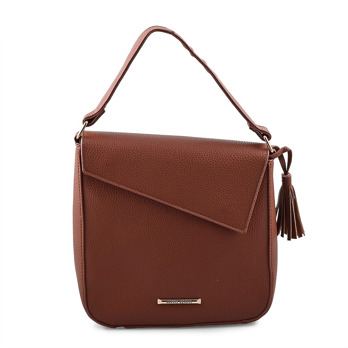 Alexis Bendel Brown Faux Leather Asymmetric Flap Shoulder Bag image number 0
