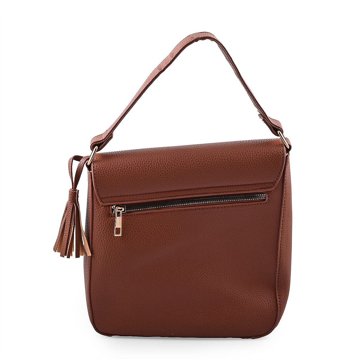Alexis Bendel Brown Faux Leather Asymmetric Flap Shoulder Bag image number 2