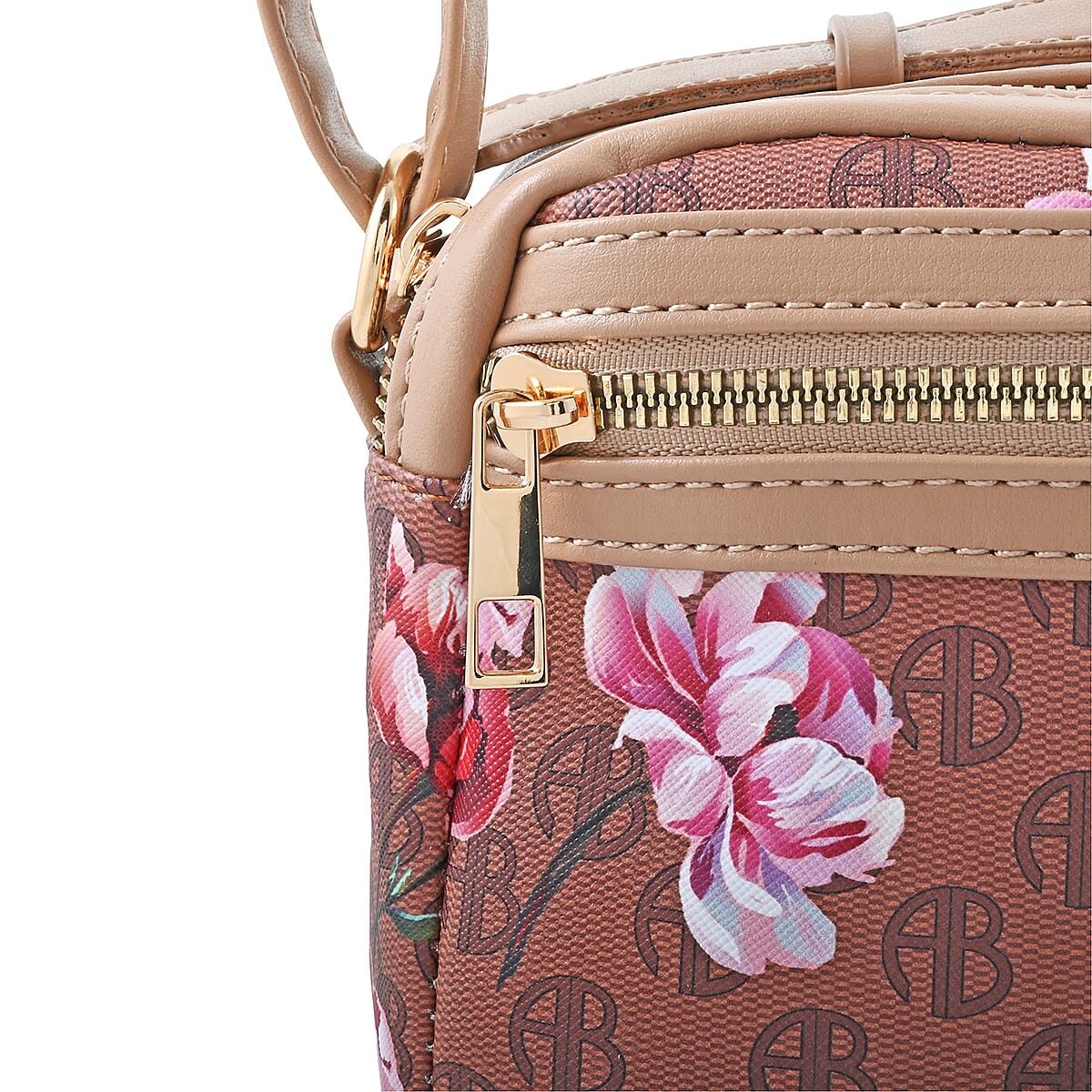 Alexis Bendel Brown Floral Faux Leather Crossbody Bag image number 3