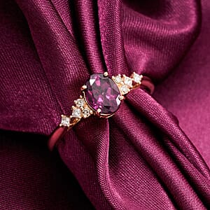 Luxoro AAA Radiant Ember Garnet and I2 Diamond 1.80 ctw Ring in 14K Yellow Gold (Size 10.0)