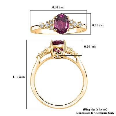 Luxoro 14K Yellow Gold AAA Radiant Ember Garnet, Diamond (I2) Ring (Size 5.0) 1.80 ctw