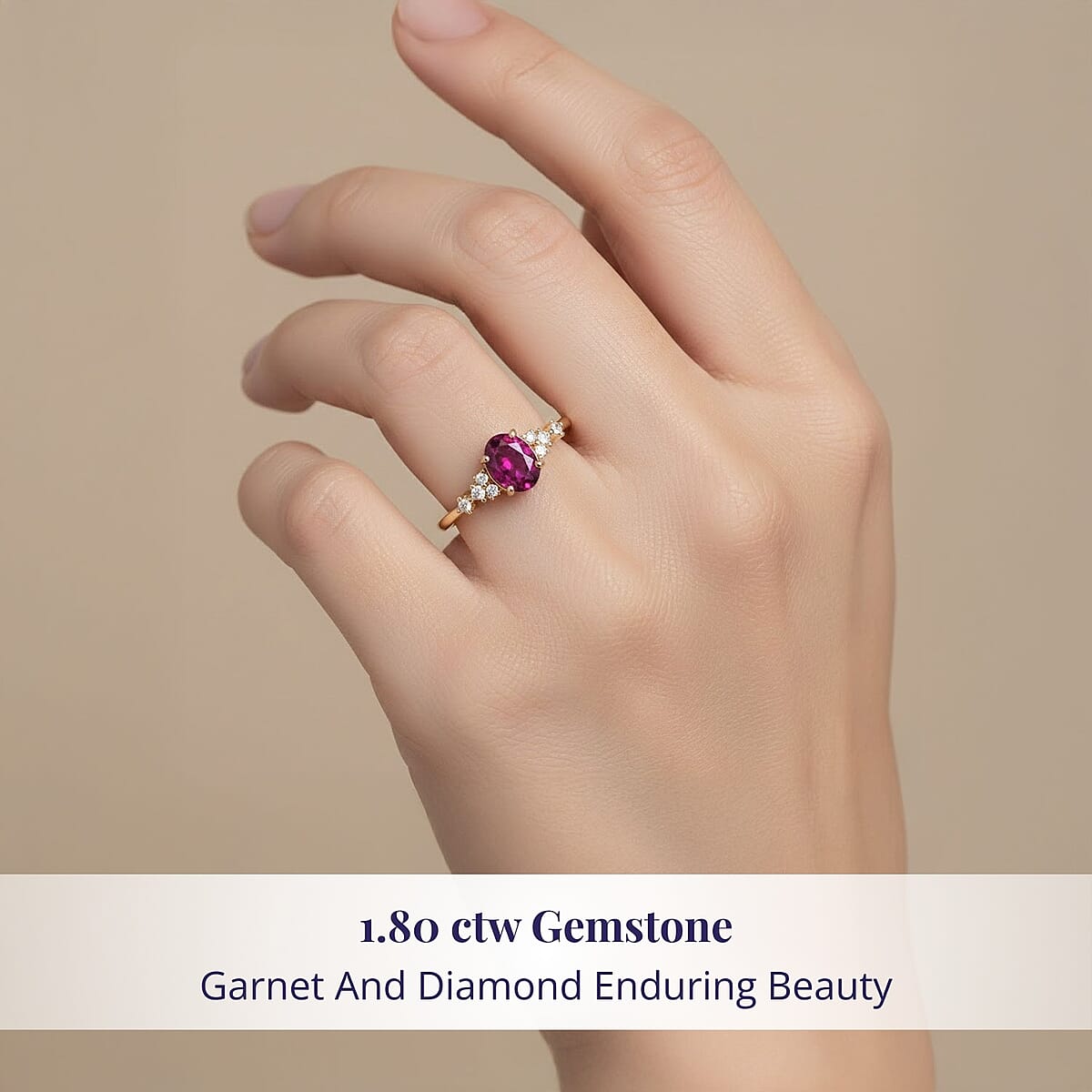 Luxoro AAA Radiant Ember Garnet and I2 Diamond 1.80 ctw Ring in 14K Yellow Gold (Size 8.0) image number 1