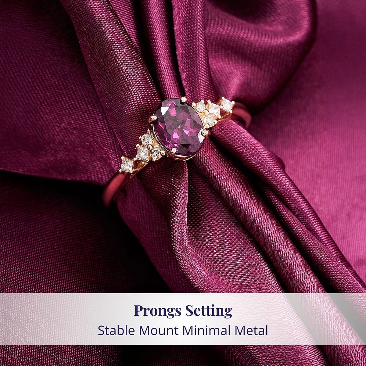 Luxoro AAA Radiant Ember Garnet and I2 Diamond 1.80 ctw Ring in 14K Yellow Gold (Size 8.0) image number 3