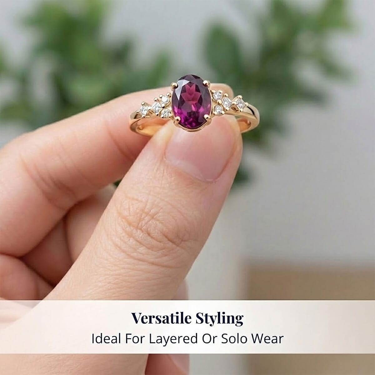 Luxoro AAA Radiant Ember Garnet and I2 Diamond 1.80 ctw Ring in 14K Yellow Gold (Size 8.0) image number 4