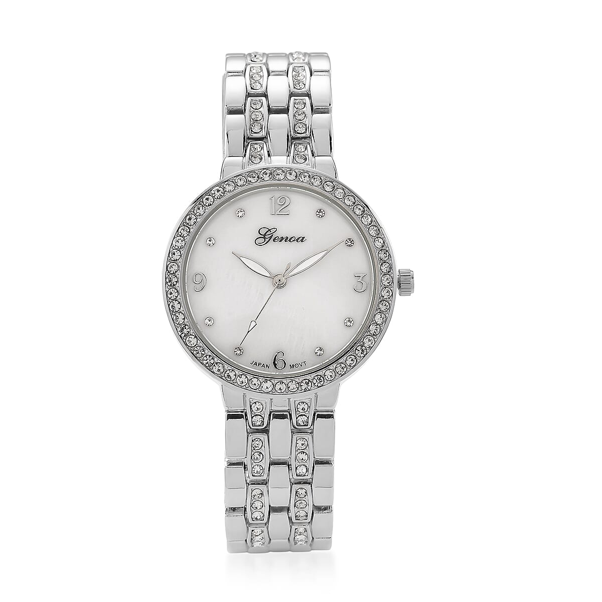 Genoa Austrian Crystal Japanese Movement Watch in Silvertone image number 0