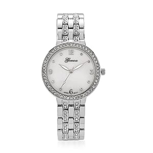 Genoa Austrian Crystal Japanese Movement Watch in Silvertone