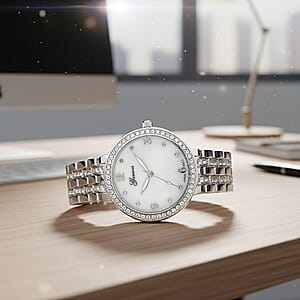 Genoa Austrian Crystal Japanese Movement Watch in Silvertone