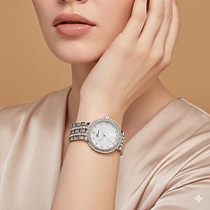 Genoa Austrian Crystal Japanese Movement Watch in Silvertone