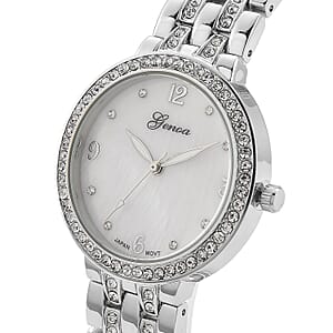 Genoa Austrian Crystal Japanese Movement Watch in Silvertone
