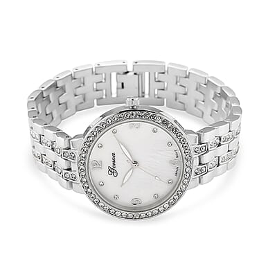 Genoa Austrian Crystal Japanese Movement Watch in Silvertone
