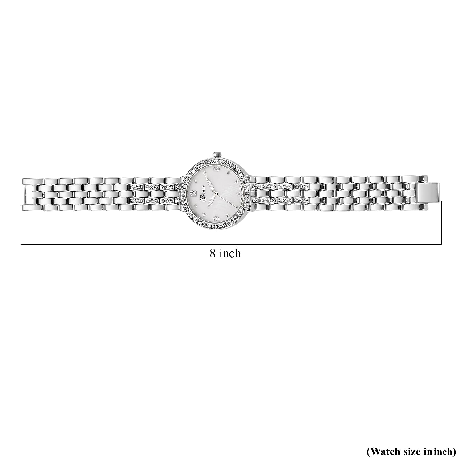 Genoa Austrian Crystal Japanese Movement Watch in Silvertone
