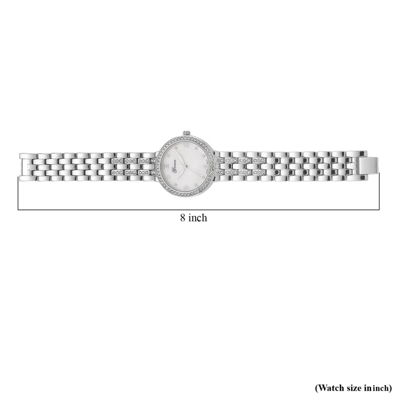 Genoa Austrian Crystal Japanese Movement Watch in Silvertone