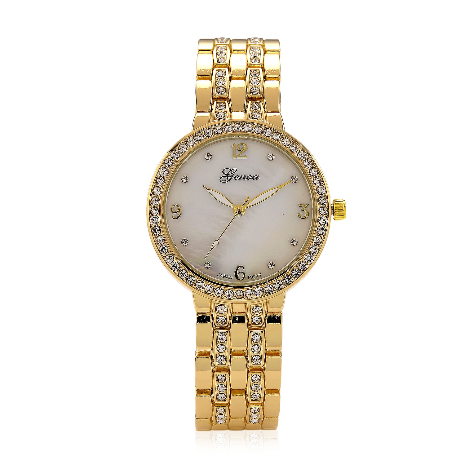 Genoa Austrian Crystal Japanese Movement Watch in Silvertone