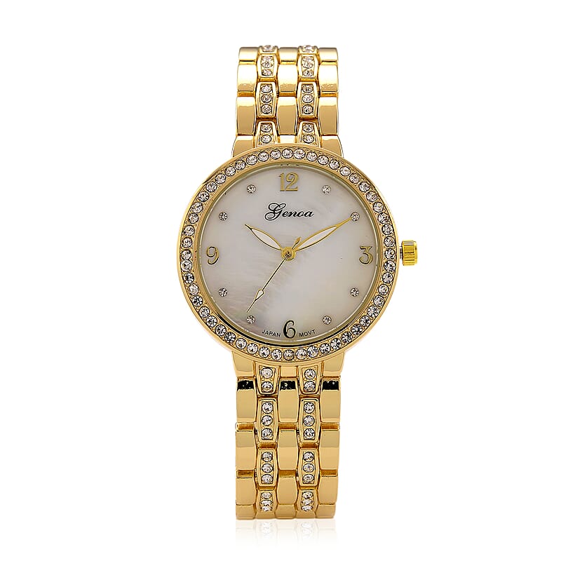 Genoa Austrian Crystal Japanese Movement Watch in Goldtone