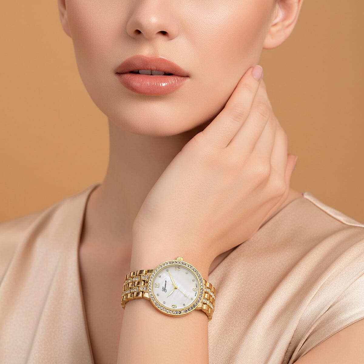Genoa Austrian Crystal Japanese Movement Watch in Goldtone image number 2
