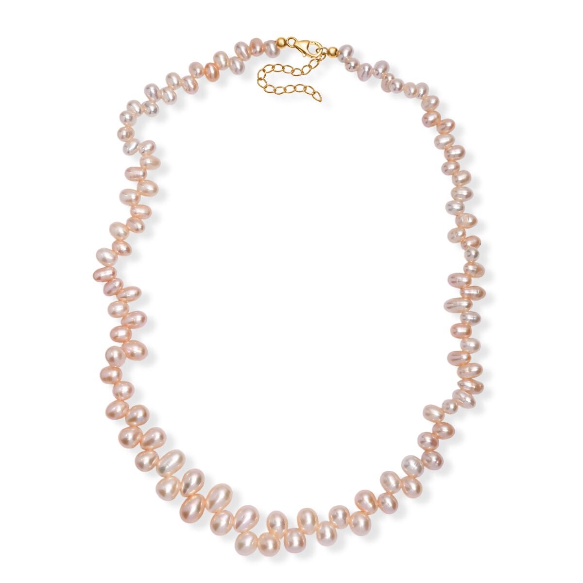 Peach Freshwater Pearl Necklace 18 Inches in 18K Vermeil Yellow Gold Over Sterling Silver image number 3