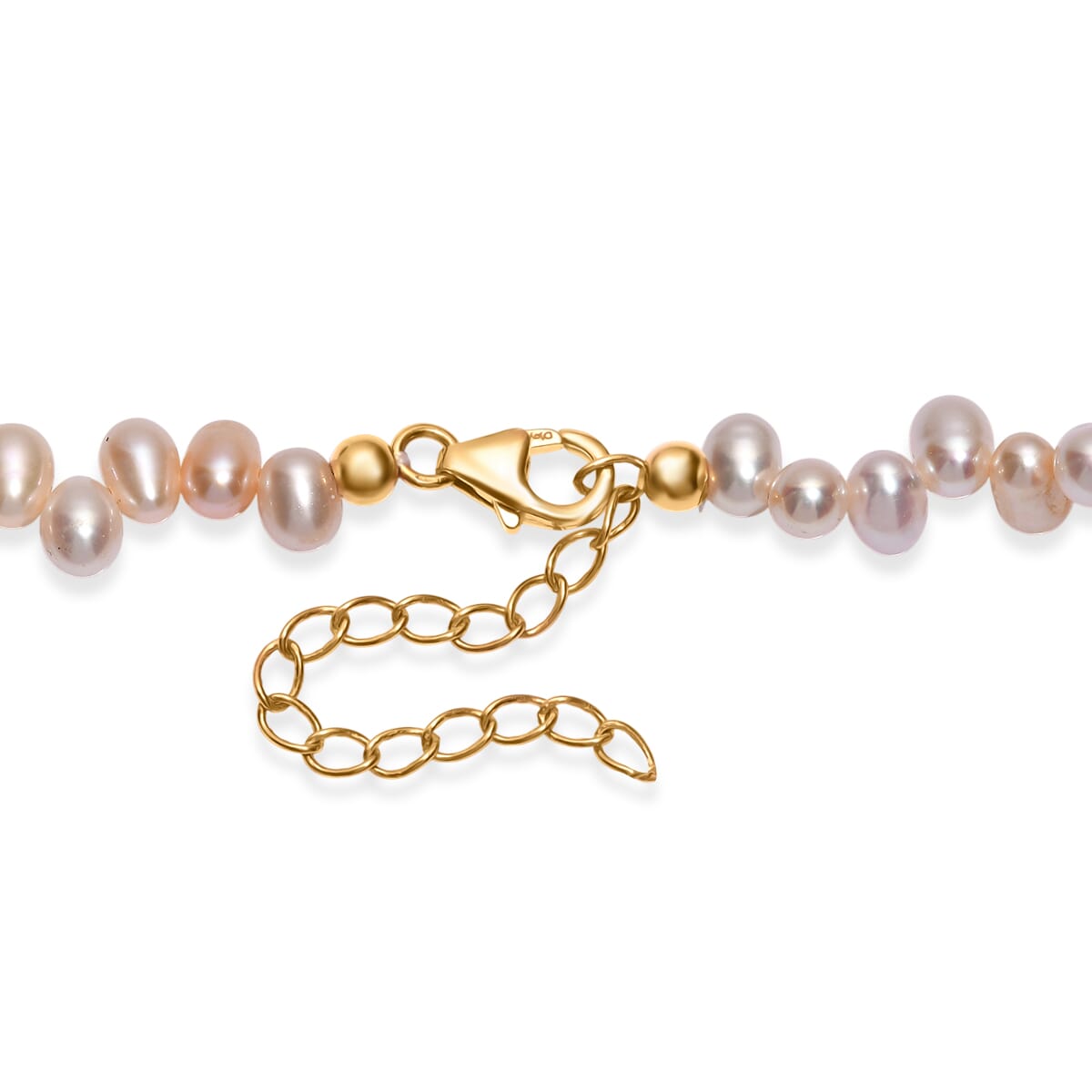 Peach Freshwater Pearl Necklace 18 Inches in 18K Vermeil Yellow Gold Over Sterling Silver image number 4