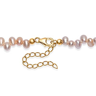 Peach Freshwater Pearl Dancing Bubbles Necklace 18 Inches in 18K Vermeil Yellow Gold Over Sterling Silver