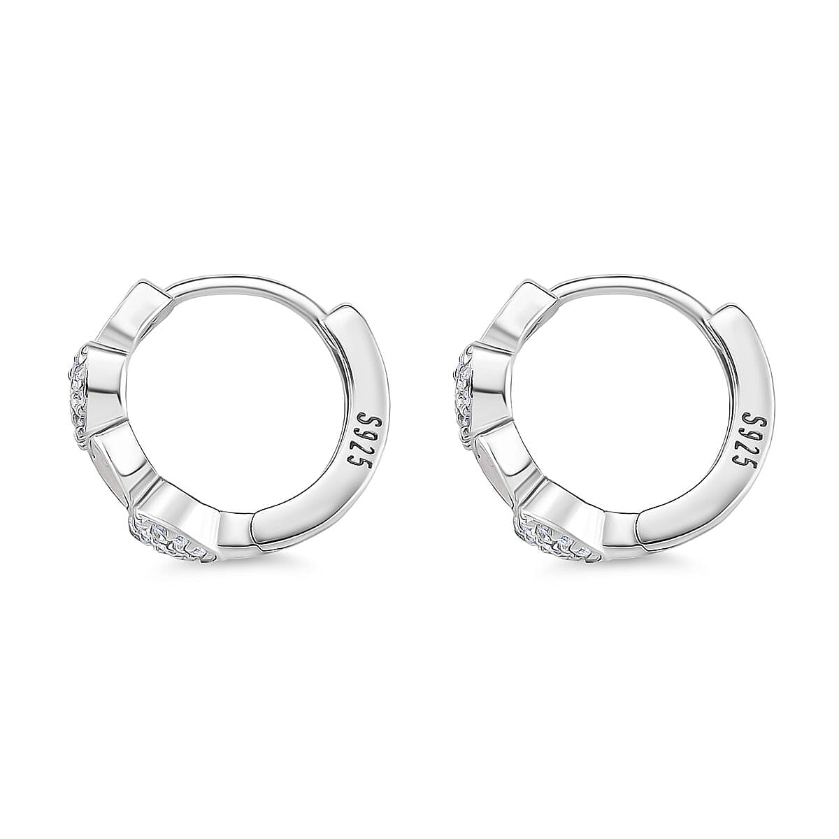 Mother of Pearl, Simulated Diamond Earring in Rhodium Over Sterling Silver image number 3