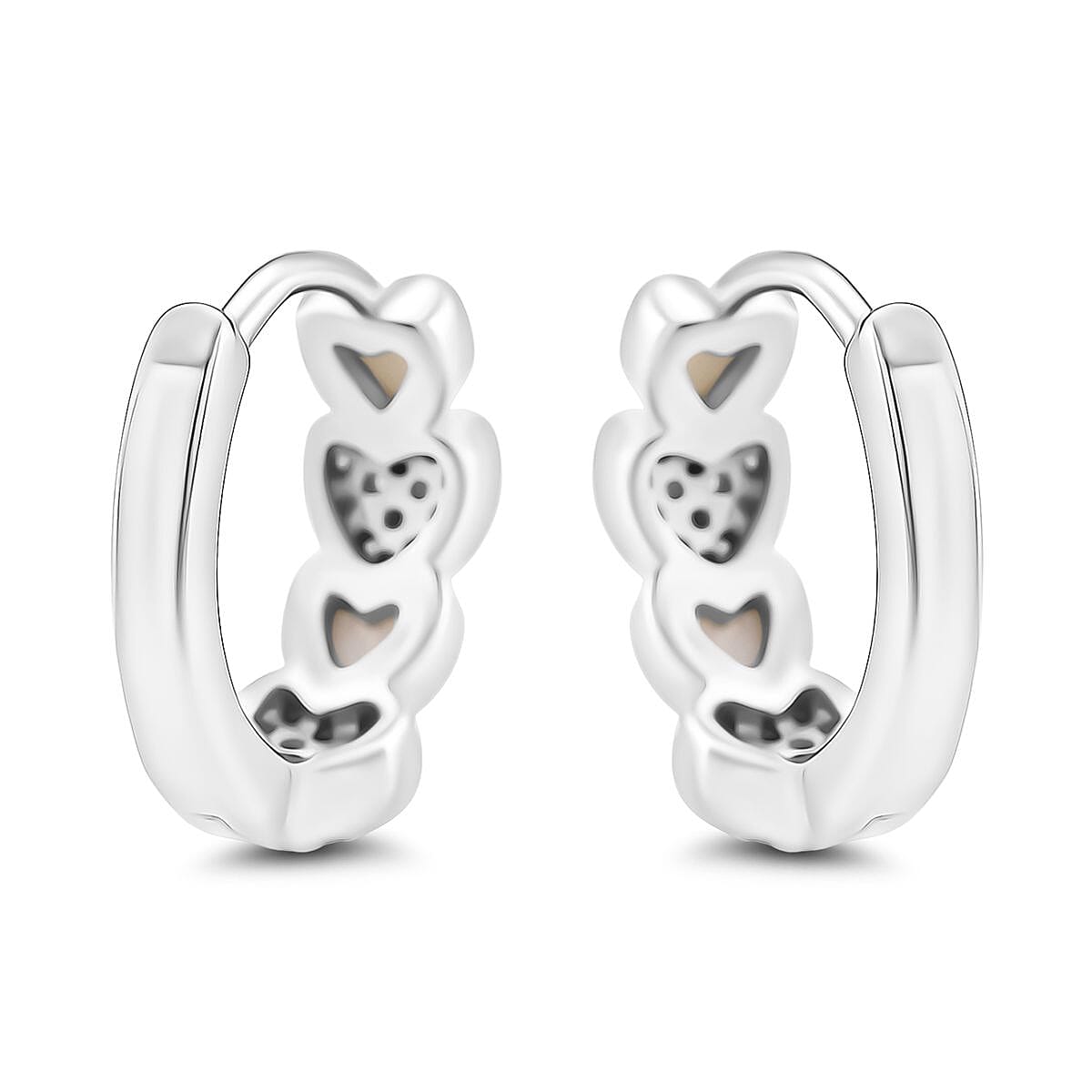 Mother of Pearl, Simulated Diamond Earring in Rhodium Over Sterling Silver