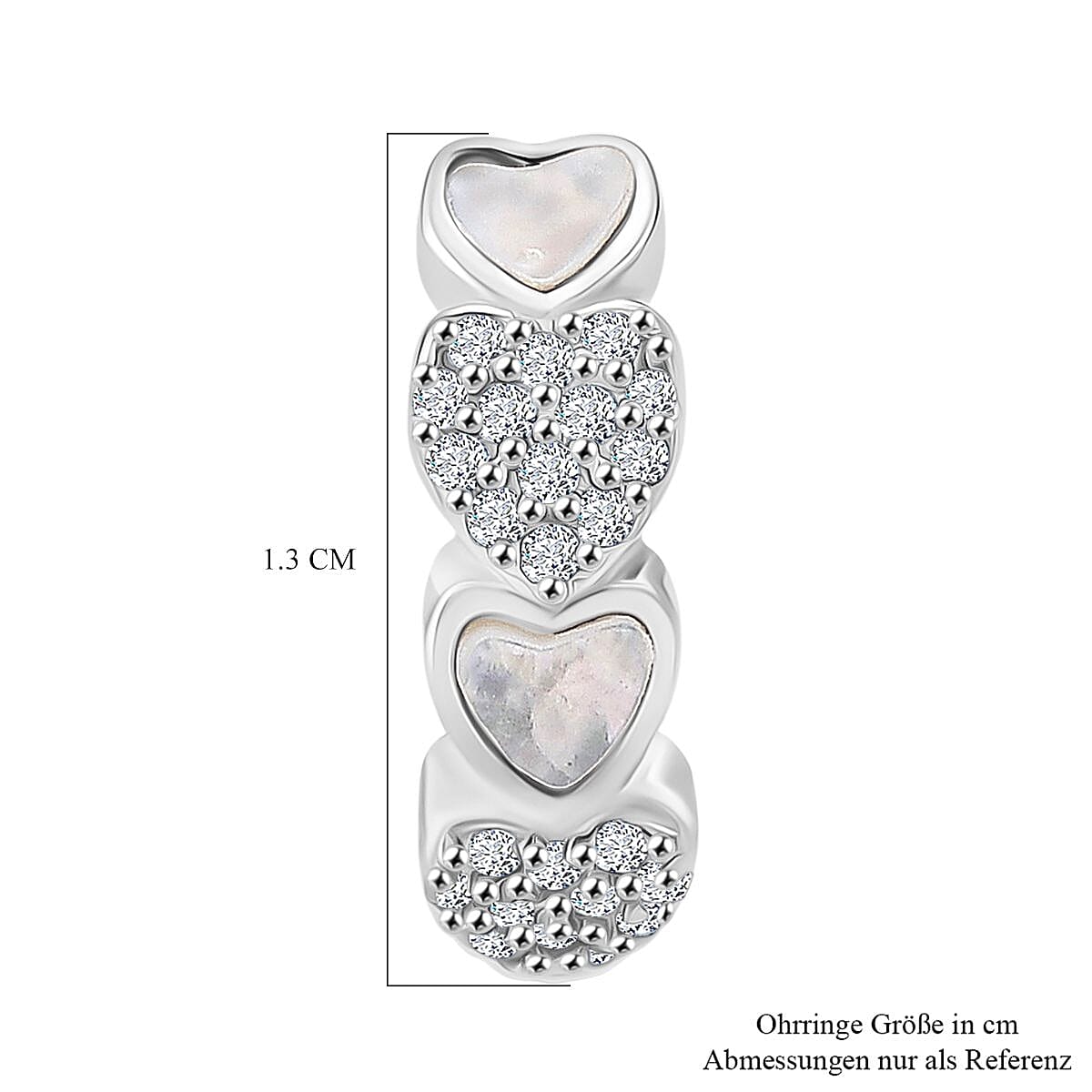 Mother of Pearl, Simulated Diamond Earring in Rhodium Over Sterling Silver