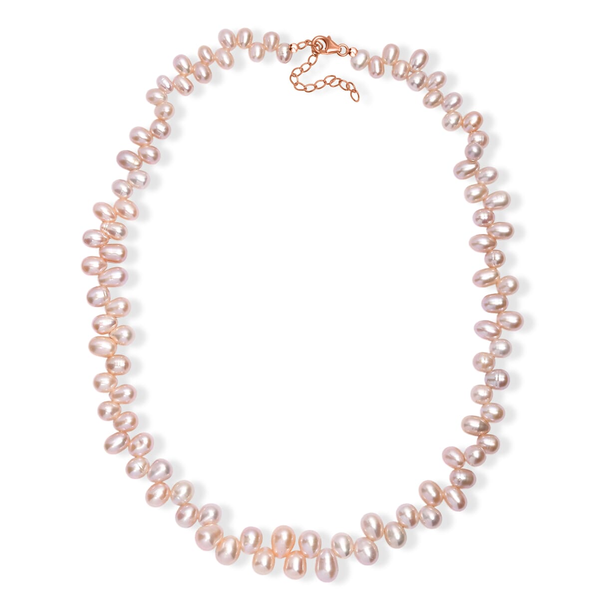 Pink Freshwater Pearl Bubble Necklace 18 Inches in 18K Vermeil Rose Gold Over Sterling Silver image number 3