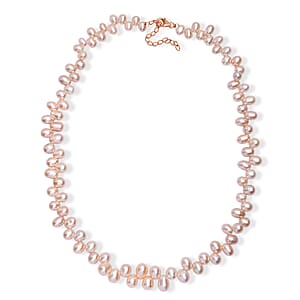 Pink Freshwater Pearl Bubble Necklace 18 Inches in 18K Vermeil Rose Gold Over Sterling Silver
