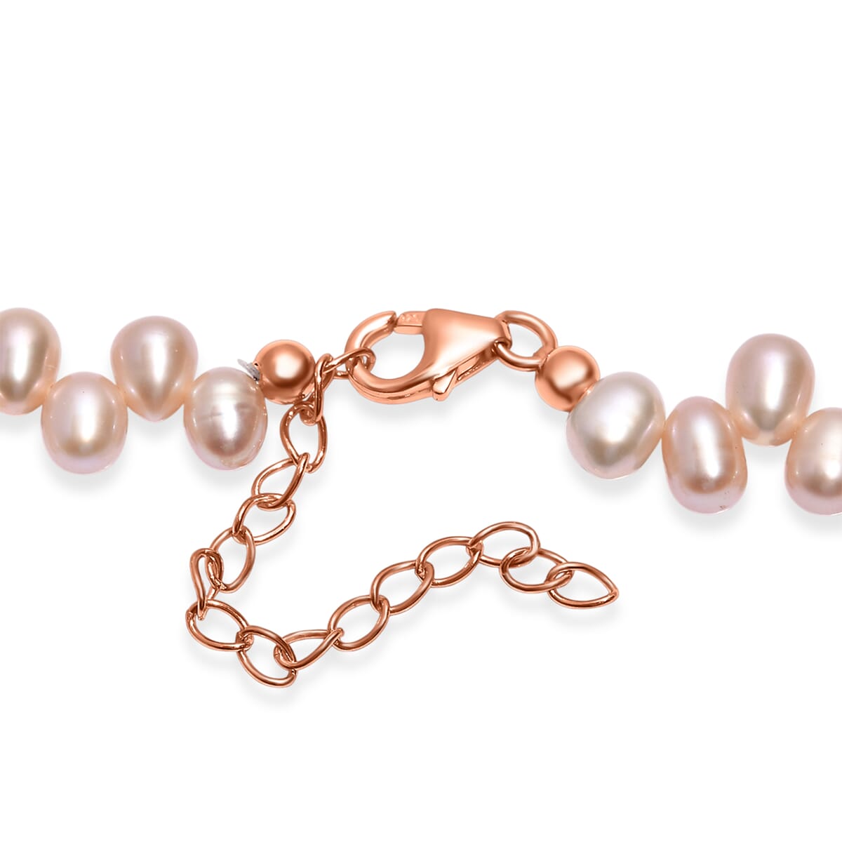 Pink Freshwater Pearl Bubble Necklace 18 Inches in 18K Vermeil Rose Gold Over Sterling Silver image number 4