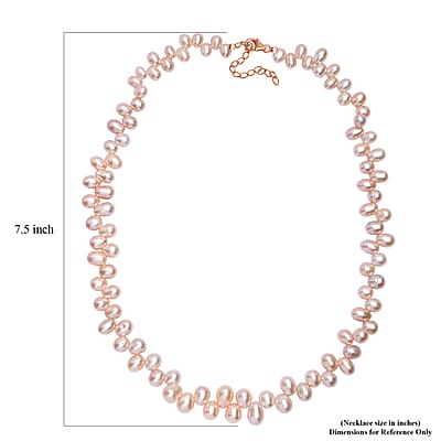 Pink Freshwater Pearl Bubble Necklace 18 Inches in 18K Vermeil Rose Gold Over Sterling Silver
