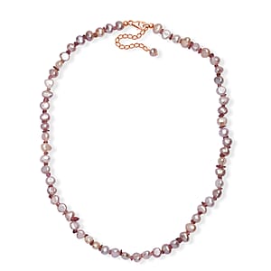 White Freshwater Pearl and Morro Redondo Pink Tourmaline 18 Ctw Necklace 18 Inches in 18K Vermeil Rose Gold Over Sterling Silver