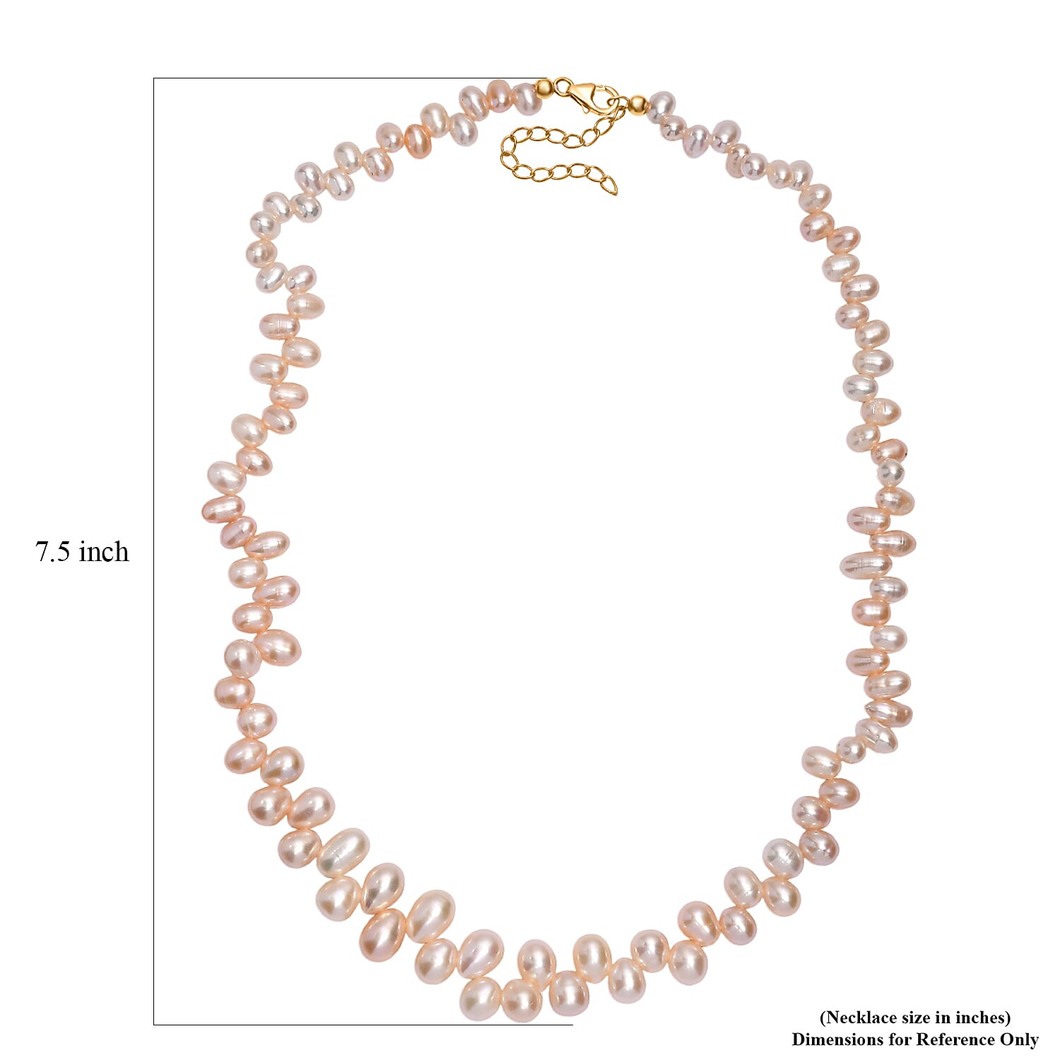 White Freshwater Pearl and Morro Redondo Pink Tourmaline 18 Ctw Necklace 18 Inches in 18K Vermeil Rose Gold Over Sterling Silver
