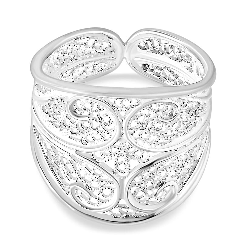 Artistry Tarakashi Collection Filigree Ring in Sterling Silver (Size 10.0) 5.50 Grams