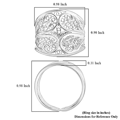 Artistry Tarakashi Collection Filigree Ring in Sterling Silver (Size 10.0) 5.50 Grams