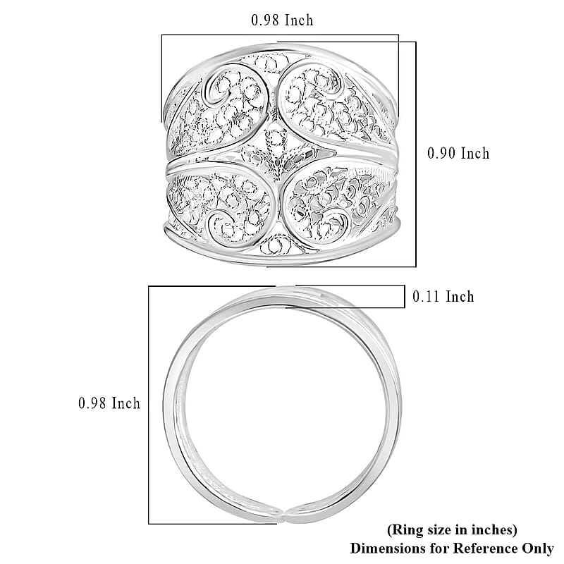 Artistry Tarakashi Collection Filigree Ring in Sterling Silver (Size 11.0) 5.50 Grams