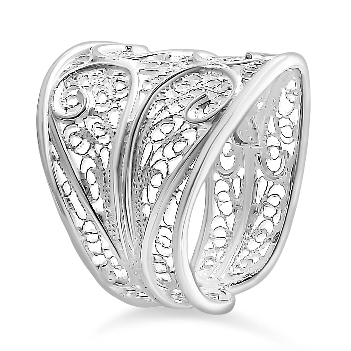 Artistry Tarakashi Collection Filigree Ring in Sterling Silver (Size 7.0) 5.50 Grams