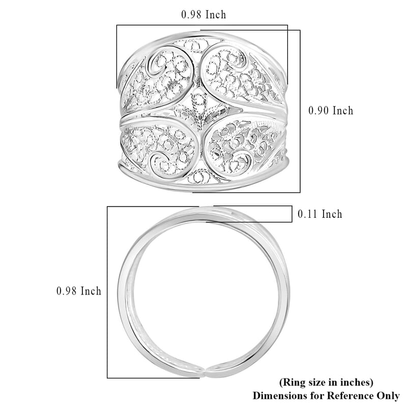 Artistry Tarakashi Collection Filigree Ring in Sterling Silver (Size 7.0) 5.50 Grams