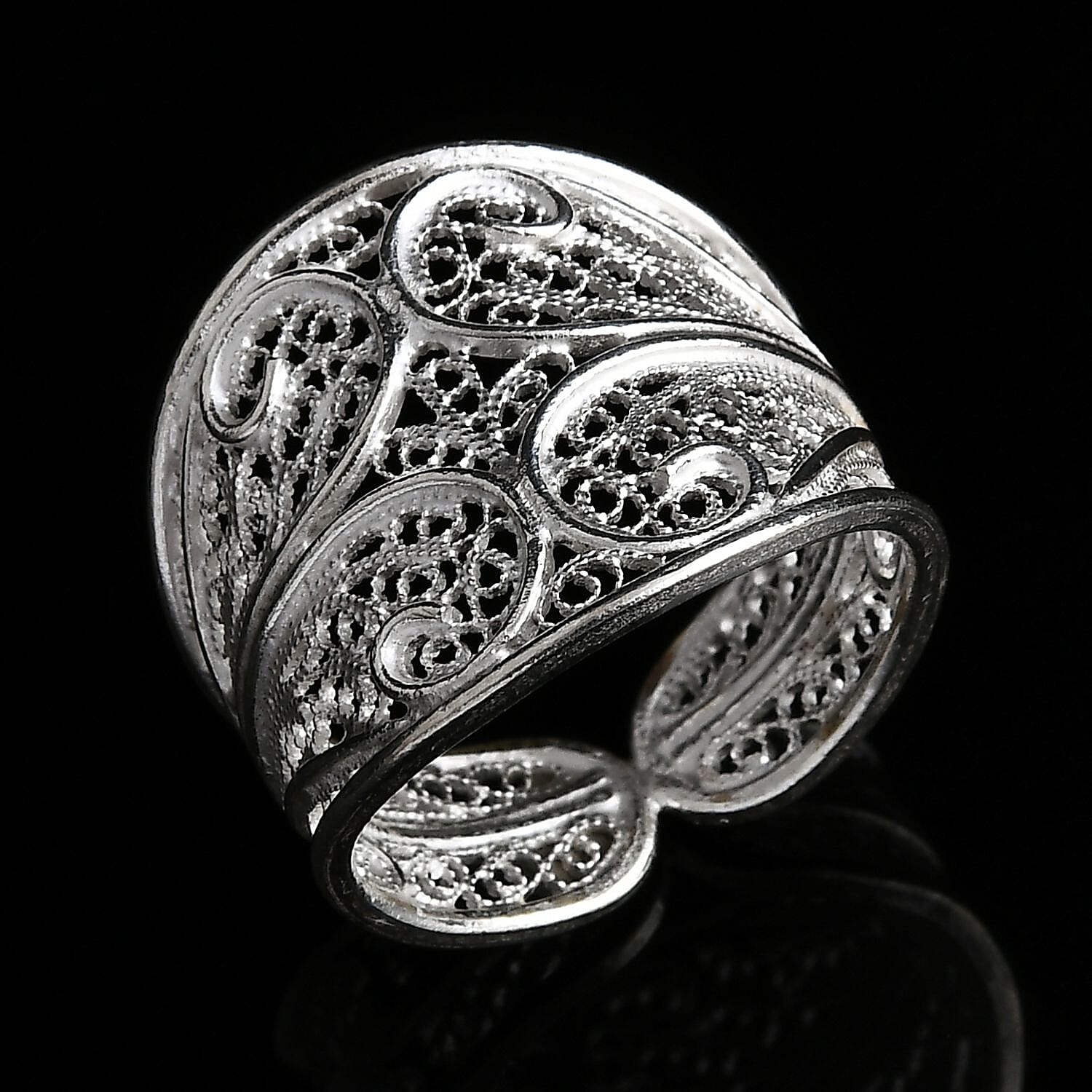 Artistry Tarakashi Collection Filigree Ring in Sterling Silver (Size 8.0) 5.50 Grams